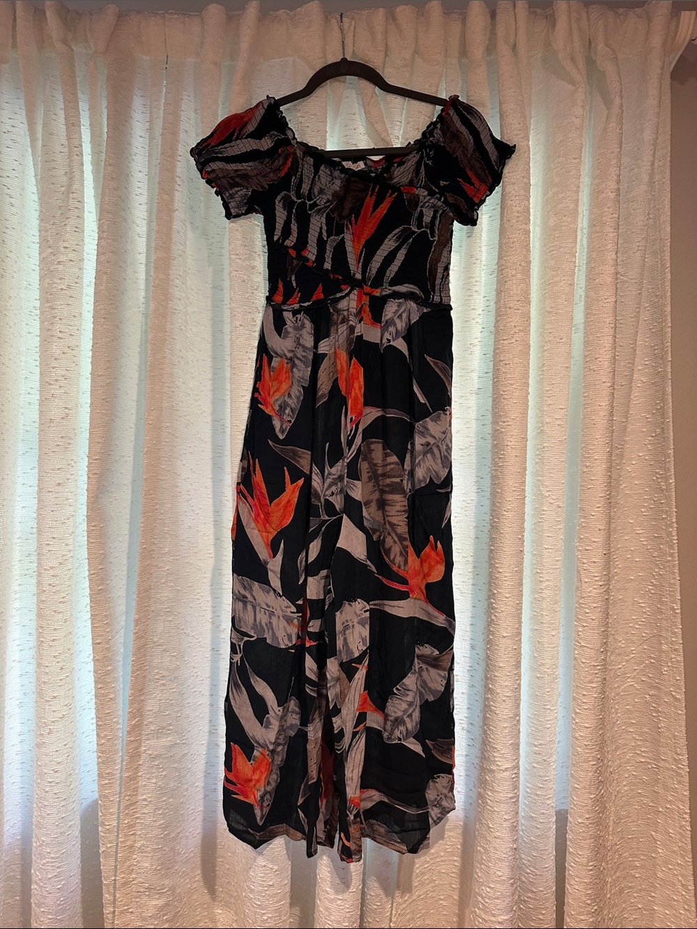 Women's Black Navy Off-Shoulder Jumpsuit